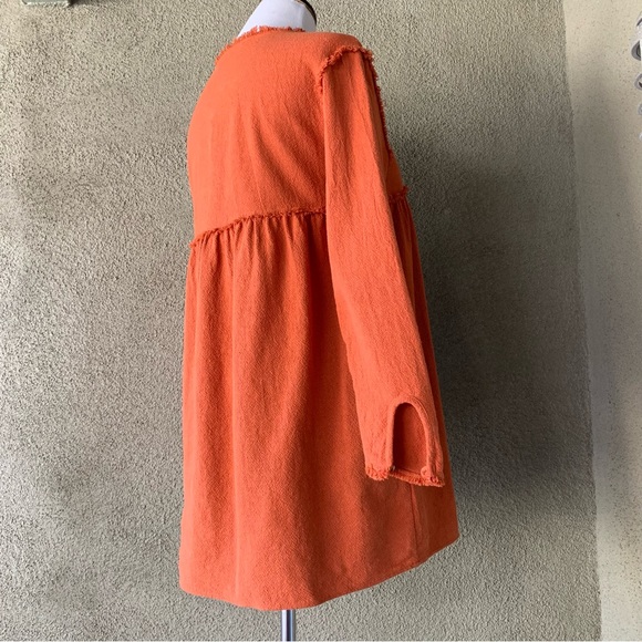 🔥5/$20🔥 “Zara” Rust Long-Sleeve Tunic Raw-Edge Seams size M - Picture 7 of 12